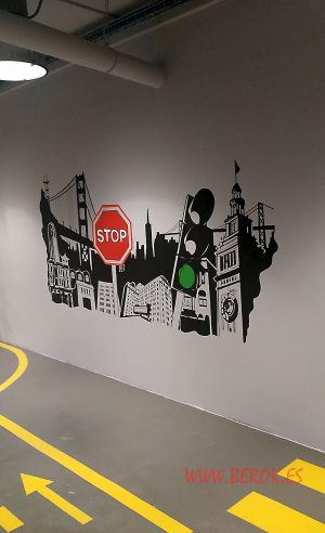 pintura mural interior oficinas urbanas